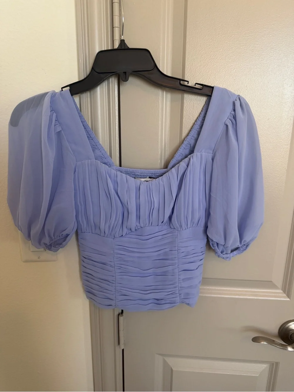 Abercrombie & Fitch Lavender Puff Sleeve Square Neck Top